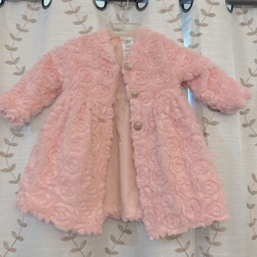 Blueberi boulevard girl rose dress coat jacket three gold button closure, 24M